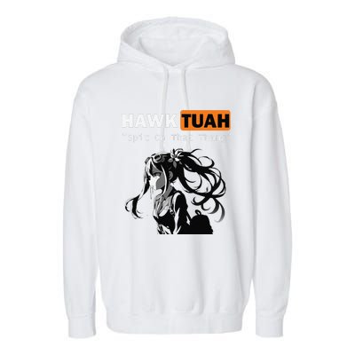 Funny Hawk Tuah Meme Anime Garment-Dyed Fleece Hoodie