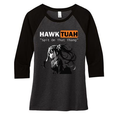 Funny Hawk Tuah Meme Anime Women's Tri-Blend 3/4-Sleeve Raglan Shirt