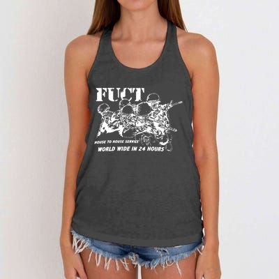 Fuct House To House Service World Wide In 24 Hours Women's Knotted Racerback Tank