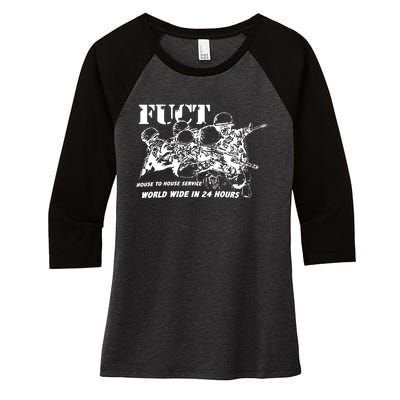 Fuct House To House Service World Wide In 24 Hours Women's Tri-Blend 3/4-Sleeve Raglan Shirt