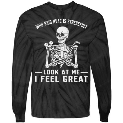Funny Hvac Tech Ac Repairman Technician Tie-Dye Long Sleeve Shirt