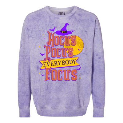 Funny Halloween Teacher Everybody Focus Colorblast Crewneck Sweatshirt