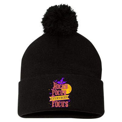 Funny Halloween Teacher Everybody Focus Pom Pom 12in Knit Beanie