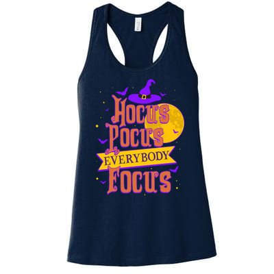 Funny Halloween Teacher Everybody Focus Women's Racerback Tank