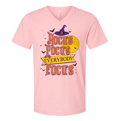 Funny Halloween Teacher Everybody Focus V-Neck T-Shirt