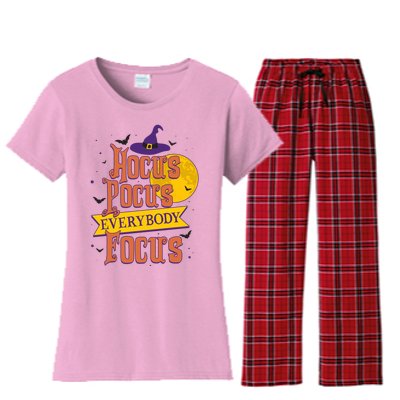 Funny Halloween Teacher Everybody Focus Women's Flannel Pajama Set