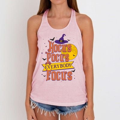 Funny Halloween Teacher Everybody Focus Women's Knotted Racerback Tank