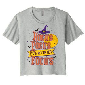 Funny Halloween Teacher Everybody Focus Women's Crop Top Tee