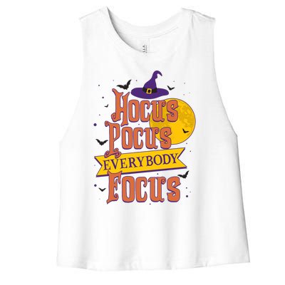 Funny Halloween Teacher Everybody Focus Women's Racerback Cropped Tank