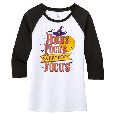 Funny Halloween Teacher Everybody Focus Women's Tri-Blend 3/4-Sleeve Raglan Shirt