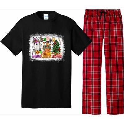 Funny Halloween Thanksgiving Christmas Happy Hallothanksmas Gift Pajama Set