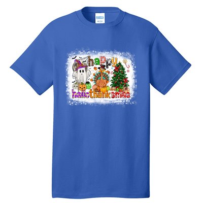 Funny Halloween Thanksgiving Christmas Happy Hallothanksmas Gift Tall T-Shirt