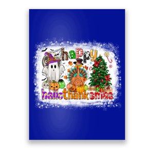 Funny Halloween Thanksgiving Christmas Happy Hallothanksmas Gift Poster