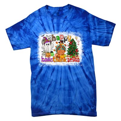 Funny Halloween Thanksgiving Christmas Happy Hallothanksmas Gift Tie-Dye T-Shirt