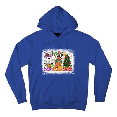 Funny Halloween Thanksgiving Christmas Happy Hallothanksmas Gift Tall Hoodie