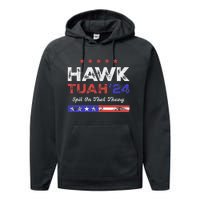 Funny Hawk Tuah 24 Spit On That Thang Performance Fleece Hoodie