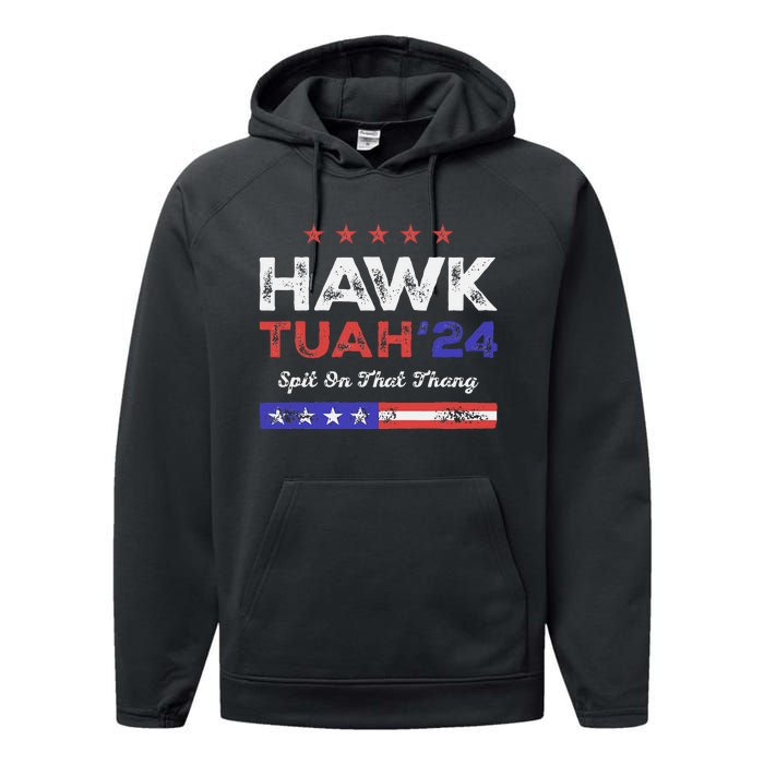 Funny Hawk Tuah 24 Spit On That Thang Performance Fleece Hoodie