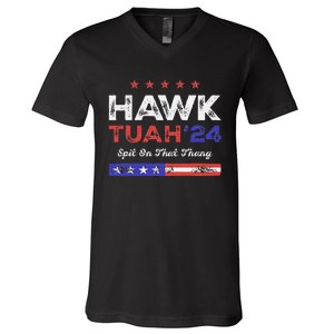 Funny Hawk Tuah 24 Spit On That Thang V-Neck T-Shirt