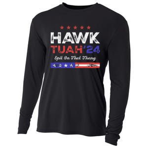 Funny Hawk Tuah 24 Spit On That Thang Cooling Performance Long Sleeve Crew