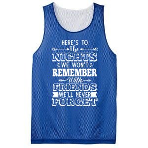 Funny Here's To The Nights We Wont Remember Party Design Gift Mesh Reversible Basketball Jersey Tank