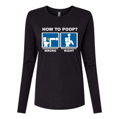 Funny How To Poop Pooping Position Womens Cotton Relaxed Long Sleeve T-Shirt