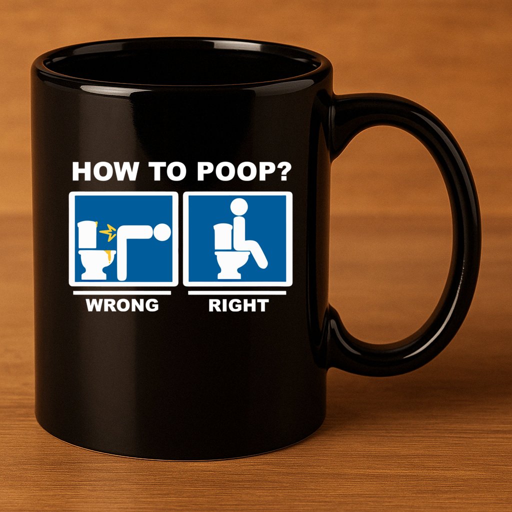 Funny How To Poop Pooping Position 11oz C Handle Ceramic Mug