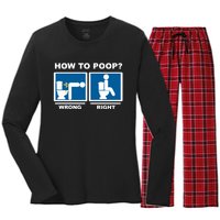 Funny How To Poop Pooping Position Women's Long Sleeve Flannel Pajama Set 