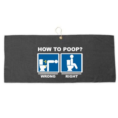 Funny How To Poop Pooping Position Large Microfiber Waffle Golf Towel