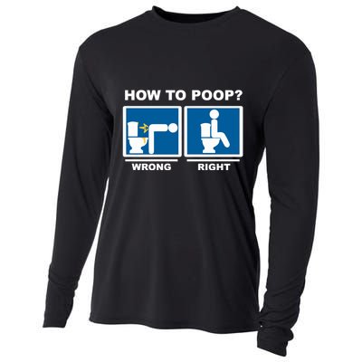 Funny How To Poop Pooping Position Cooling Performance Long Sleeve Crew