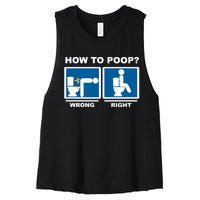 Funny How To Poop Pooping Position Women's Racerback Cropped Tank