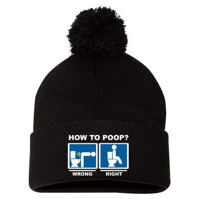 Funny How To Poop Pooping Position Pom Pom 12in Knit Beanie