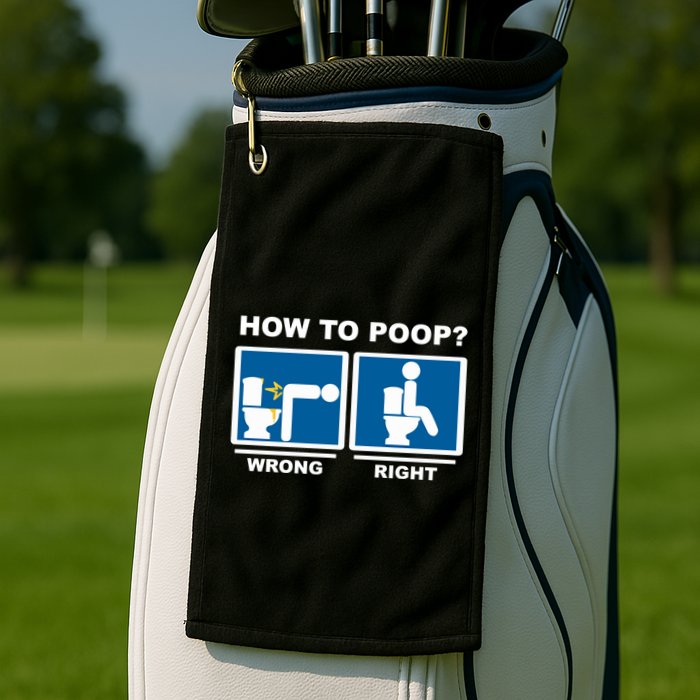 Funny How To Poop Pooping Position Golf Towel