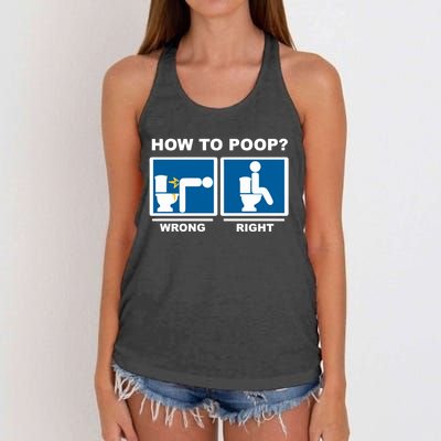 Funny How To Poop Pooping Position Women's Knotted Racerback Tank