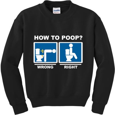 Funny How To Poop Pooping Position Kids Sweatshirt