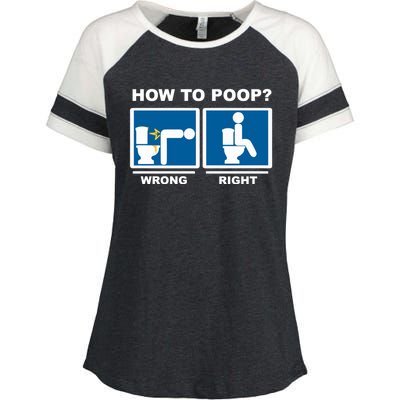 Funny How To Poop Pooping Position Enza Ladies Jersey Colorblock Tee