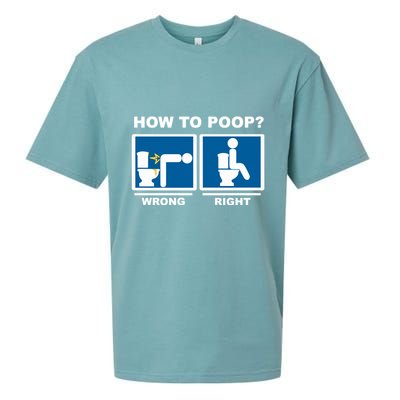 Funny How To Poop Pooping Position Sueded Cloud Jersey T-Shirt