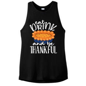 Funny Happy Thanksgiving Eat Be Thankful Fall Costume Gift Ladies PosiCharge Tri-Blend Wicking Tank