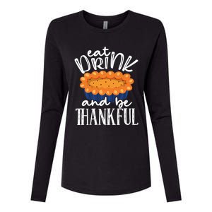 Funny Happy Thanksgiving Eat Be Thankful Fall Costume Gift Womens Cotton Relaxed Long Sleeve T-Shirt