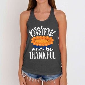 Funny Happy Thanksgiving Eat Be Thankful Fall Costume Gift Women's Knotted Racerback Tank