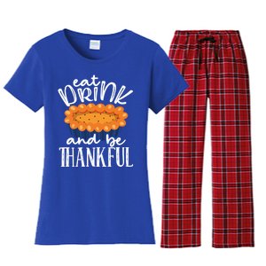 Funny Happy Thanksgiving Eat Be Thankful Fall Costume Gift Women's Flannel Pajama Set