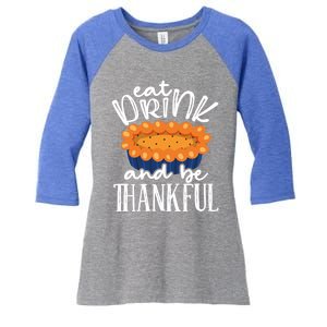 Funny Happy Thanksgiving Eat Be Thankful Fall Costume Gift Women's Tri-Blend 3/4-Sleeve Raglan Shirt