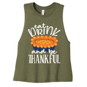 Funny Happy Thanksgiving Eat Be Thankful Fall Costume Gift Women's Racerback Cropped Tank