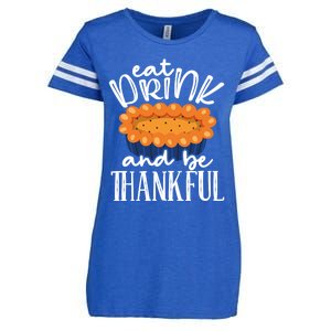 Funny Happy Thanksgiving Eat Be Thankful Fall Costume Gift Enza Ladies Jersey Football T-Shirt