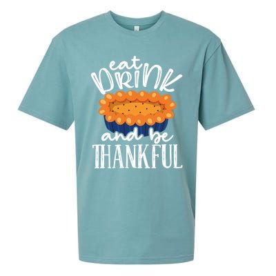 Funny Happy Thanksgiving Eat Be Thankful Fall Costume Gift Sueded Cloud Jersey T-Shirt