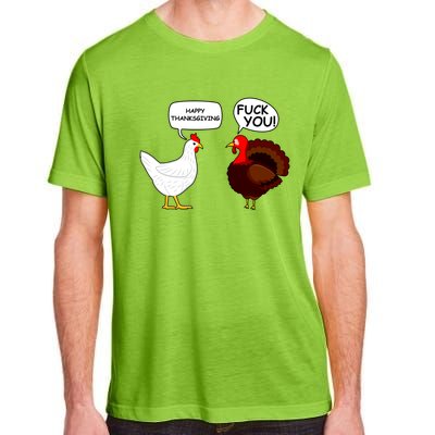 Funny Happy Thanksgiving Chicken Vs Turkey Adult ChromaSoft Performance T-Shirt