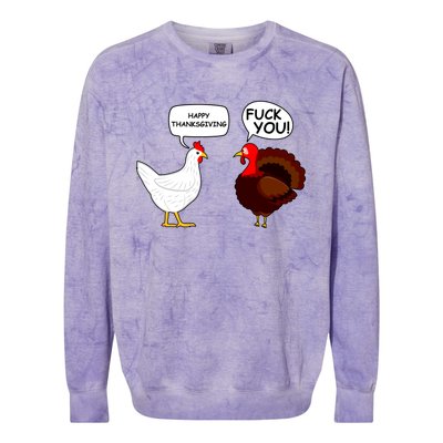 Funny Happy Thanksgiving Chicken Vs Turkey Colorblast Crewneck Sweatshirt