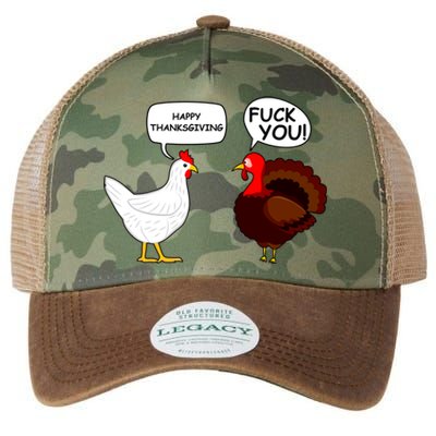 Funny Happy Thanksgiving Chicken Vs Turkey Legacy Tie Dye Trucker Hat