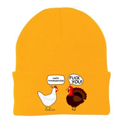 Funny Happy Thanksgiving Chicken Vs Turkey Knit Cap Winter Beanie