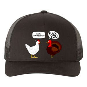 Funny Happy Thanksgiving Chicken Vs Turkey Yupoong Adult 5-Panel Trucker Hat