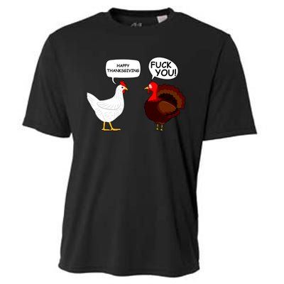 Funny Happy Thanksgiving Chicken Vs Turkey Cooling Performance Crew T-Shirt